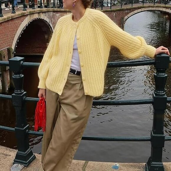 Women’s Crochet Cardigan Sweater Lightweight Knitted Open Front Jacket - Picture 5 of 7